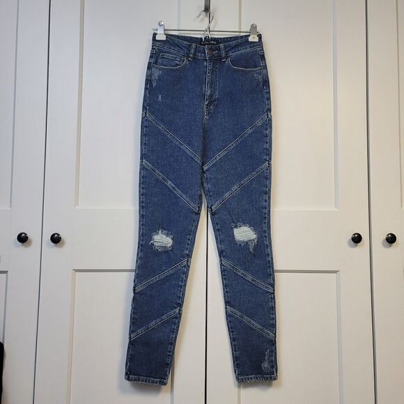 Retrofete PANELED DISTRESSED HIGH-RISE SKINNY JEANS, 27 - Picture 5 of 10